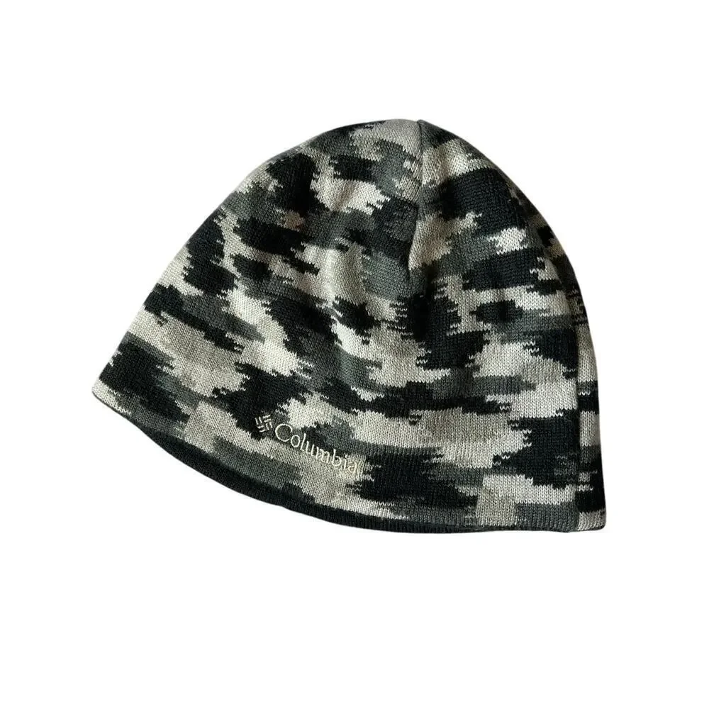 Columbia Reversible Knit Beanie Cap, Youth Size Small, Black / Gray, Winter
